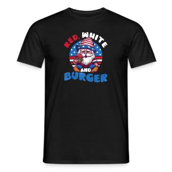 4 juillet Gnome américain rouge blanc et burger - T-shirt homme - noir - Devant - AI Model Male 178 light (178cm)