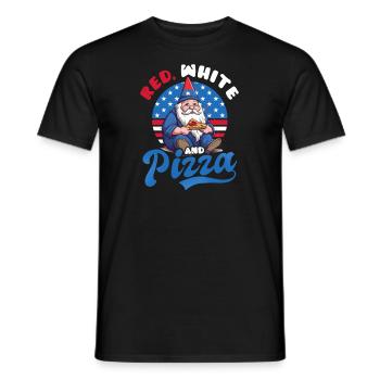 4. Juli Amerikanischer Gnom Rot Weiß Und Pizza - Männer T-Shirt - Schwarz - Vorne - AI Model Male 178 light (178cm)