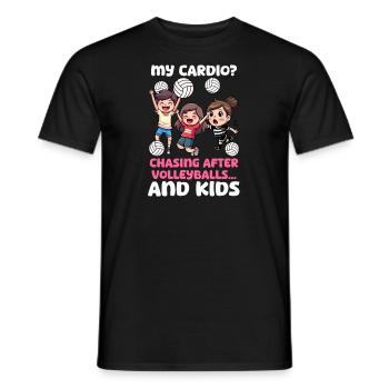 Volleyball Mom Cardio Chasing Volleyballs And Kids - Men's T-Shirt - black - Front - AI Model Male 178 light (178cm)