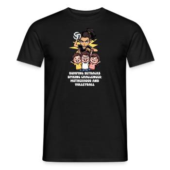Volleyball Mom Bumping Setbacks, Spiking Challenge - Men's T-Shirt - black - Front - AI Model Male 178 light (178cm)