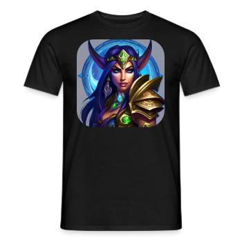 Stolze Fantasy Elfenkriegerin - Männer T-Shirt - Schwarz - Vorne - AI Model Male 178 light (178cm)