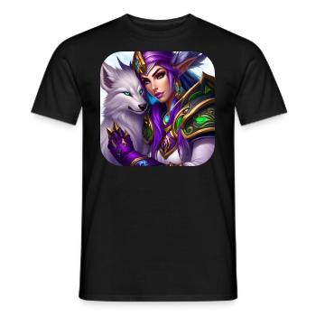 Stolze Fantasy Elfenkriegerin - Männer T-Shirt - Schwarz - Vorne - AI Model Male 178 light (178cm)
