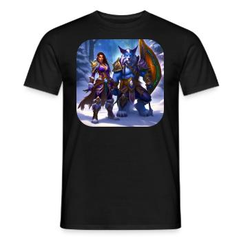 Stolze Fantasy Elfenkriegerin - Männer T-Shirt - Schwarz - Vorne - AI Model Male 178 light (178cm)