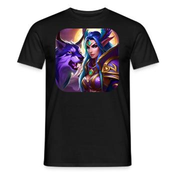 Stolze Fantasy Elfenkriegerin - Männer T-Shirt - Schwarz - Vorne - AI Model Male 178 light (178cm)