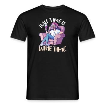La mi-temps de la crosse maman, c’est l’heure du vin - T-shirt homme - noir - Devant - AI Model Male 178 light (178cm)