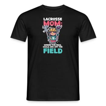 Lacrosse Mom : Les vrais objectifs sont à l’extérieur du terrain - T-shirt homme - noir - Devant - AI Model Male 178 light (178cm)