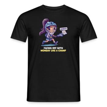 Lacrosse-Mutter stellt sich mit Monday wie ein Champion - Männer T-Shirt - Schwarz - Vorne - AI Model Male 178 light (178cm)