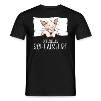 Official Sleep Shirt Sphynx Cat Pajamas - Men's T-Shirt - black - Front - AI Model Male 178 light (178cm)