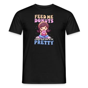 Donut Feed Me Donuts - Männer T-Shirt - Schwarz - Vorne - AI Model Male 178 light (178cm)
