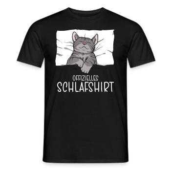 Official Sleep Shirt Cat Pajamas - Men's T-Shirt - black - Front - AI Model Male 178 light (178cm)