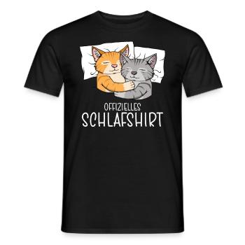 Official Sleep Shirt Cat Pajamas - Men's T-Shirt - black - Front - AI Model Male 178 light (178cm)