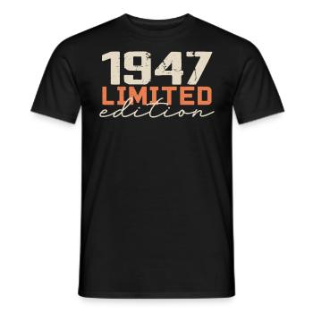 Né en 1947 | Vintage 1947 Anniversaire Rétro - T-shirt homme - noir - Devant - AI Model Male 178 light (178cm)