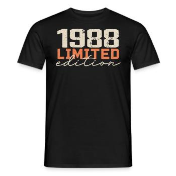 Né en 1988 | Vintage 1988 Anniversaire Rétro - T-shirt homme - noir - Devant - AI Model Male 178 light (178cm)
