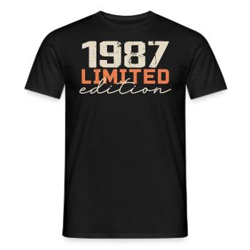 Né en 1987 | Vintage 1987 Anniversaire Rétro - T-shirt homme - noir - Devant - AI Model Male 178 light (178cm)