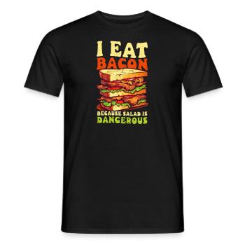 Bacon Eat Bacon Salad Is Danger - Men's T-Shirt - black - Front - AI Model Male 178 light (178cm)