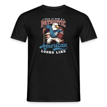 4. Juli Baseball Patriotischer Amerikaner sieht aus wie - Männer T-Shirt - Schwarz - Vorne - AI Model Male 178 light (178cm)