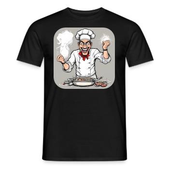 Crazy chef - Men's T-Shirt - black - Front - AI Model Male 178 light (178cm)