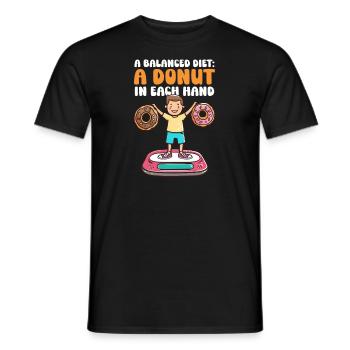 Donut-Liebhaber Eine ausgewogene Ernährung: Ein Donut in jeder Hand - Männer T-Shirt - Schwarz - Vorne - AI Model Male 178 light (178cm)