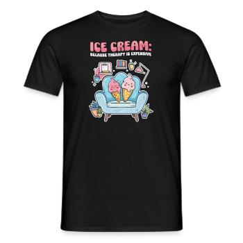 Eisliebhaber, weil Therapie teuer ist - Männer T-Shirt - Schwarz - Vorne - AI Model Male 178 light (178cm)