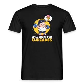 L’amateur de cupcakes s’accroupira pour les cupcakes - T-shirt homme - noir - Devant - AI Model Male 178 light (178cm)