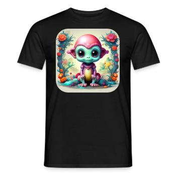 Cute Science Fiction Alien - Men's T-Shirt - black - Front - AI Model Male 178 light (178cm)