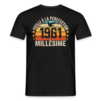 Vintage 1961 Retro 1961 Birthday Gift - Men's T-Shirt - black - Front - AI Model Male 178 light (178cm)