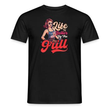 4 juillet BBQ Better By The Grill - T-shirt homme - noir - Devant - AI Model Male 178 light (178cm)