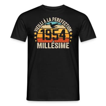 Millésime 1954 Cadeau D’anniversaire Rétro 1954 - T-shirt homme - noir - Devant - AI Model Male 178 light (178cm)