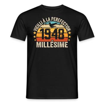 Millésime 1948 Cadeau D’anniversaire Rétro 1948 - T-shirt homme - noir - Devant - AI Model Male 178 light (178cm)