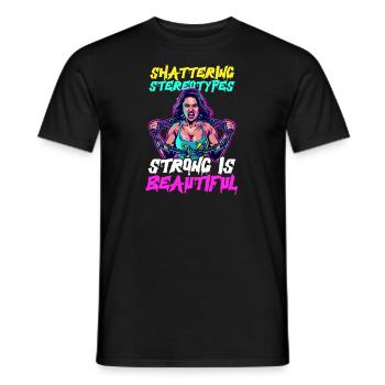 Weibliche Bodybuilderin zertrümmert Stereotypen stark - Männer T-Shirt - Schwarz - Vorne - AI Model Male 178 light (178cm)