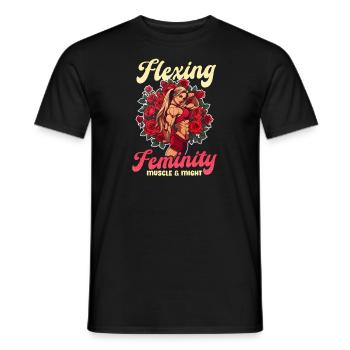 Weibliche Bodybuilderin, die Weiblichkeit Muskelmacht anspannt - Männer T-Shirt - Schwarz - Vorne - AI Model Male 178 light (178cm)