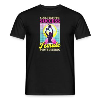 Female Bodybuilder Sculpted for Success - Men's T-Shirt - black - Front - AI Model Male 178 light (178cm)