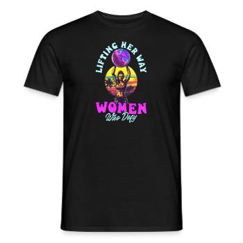 Weibliche Bodybuilderin hebt ihren Weg Frauen, die sich trotzen - Männer T-Shirt - Schwarz - Vorne - AI Model Male 178 light (178cm)