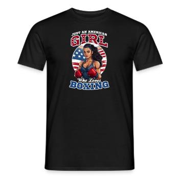 Boxen Amerikanisches Mädchen liebt Boxen - Männer T-Shirt - Schwarz - Vorne - AI Model Male 178 light (178cm)