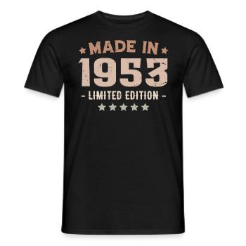 Hergestellt im Jahr 1953 Jahrgang 1953 Jubiläumsgeschenk - Männer T-Shirt - Schwarz - Vorne - AI Model Male 178 light (178cm)