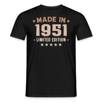 Hergestellt im Jahr 1951 Jahrgang 1951 Jubiläumsgeschenk - Männer T-Shirt - Schwarz - Vorne - AI Model Male 178 light (178cm)