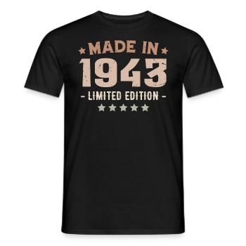 Hergestellt 1943 Geburtstagsgeschenk 1943 Jahrgang 1943 - Männer T-Shirt - Schwarz - Vorne - AI Model Male 178 light (178cm)