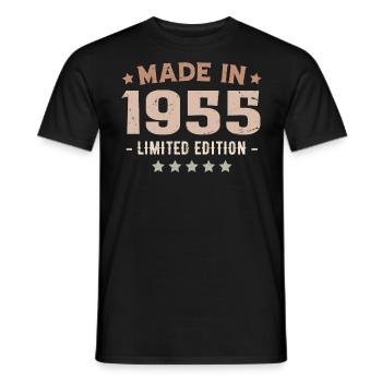 Hergestellt im Jahr 1955 Jahrgang 1955 Jubiläumsgeschenk - Männer T-Shirt - Schwarz - Vorne - AI Model Male 178 light (178cm)