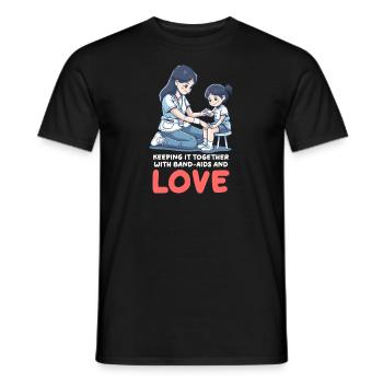 Krankenschwester Mama hält Pflaster und Liebe zusammen - Männer T-Shirt - Schwarz - Vorne - AI Model Male 178 light (178cm)