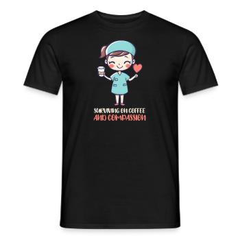 Krankenschwester Mutter überlebt mit Kaffee und Mitgefühl - Männer T-Shirt - Schwarz - Vorne - AI Model Male 178 light (178cm)
