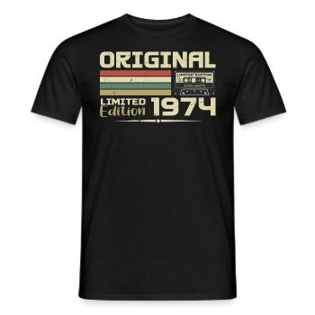 Retro 1974 Geburtstagsgeschenk Jahrgang 1974 Original - Männer T-Shirt - Schwarz - Vorne - AI Model Male 178 light (178cm)