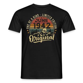 June 1942 Vintage Birthday Gift 1942 June - Men's T-Shirt - black - Front - AI Model Male 178 light (178cm)