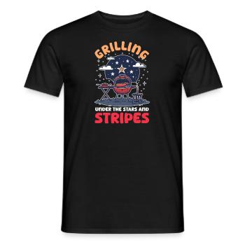 Patriotic Chef Grilling Under the Stars and Stripe - Men's T-Shirt - black - Front - AI Model Male 178 light (178cm)
