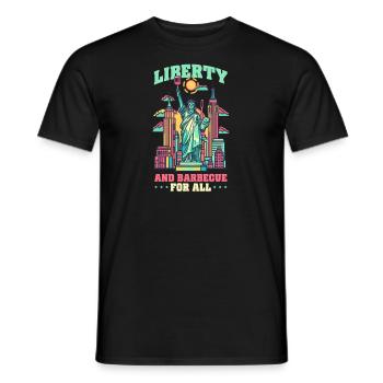 Patriotic Chef Liberty and Barbecue for All - Men's T-Shirt - black - Front - AI Model Male 178 light (178cm)