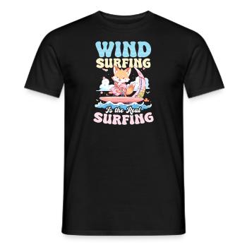 Windsurfen ist das wahre Surfen - Männer T-Shirt - Schwarz - Vorne - AI Model Male 178 light (178cm)