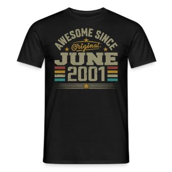 Juin 2001 Cadeau D’anniversaire Juin 2001 Juin - T-shirt homme - noir - Devant - AI Model Male 178 light (178cm)