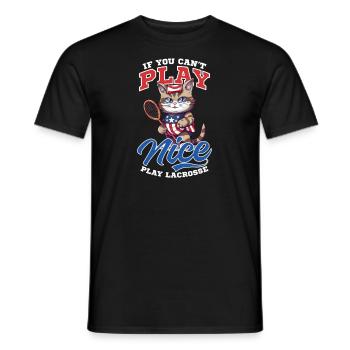 4 juillet Lacrosse Cat Play Lacrosse - T-shirt homme - noir - Devant - AI Model Male 178 light (178cm)