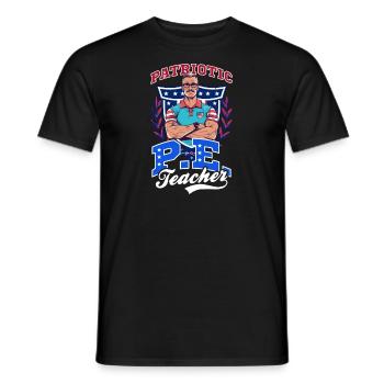 4th Of July PE Teacher Patriotic PE Teacher - Men's T-Shirt - black - Front - AI Model Male 178 light (178cm)