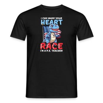 4. Juli Sportlehrer machen Herzrennen-Dinosaurier - Männer T-Shirt - Schwarz - Vorne - AI Model Male 178 light (178cm)