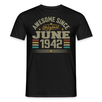 June 1942 Birthday Gift June 1942 June - Men's T-Shirt - black - Front - AI Model Male 178 light (178cm)